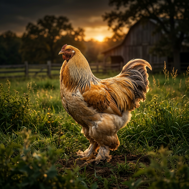 Brahma Rooster Golden Hour - Pure Brahma House